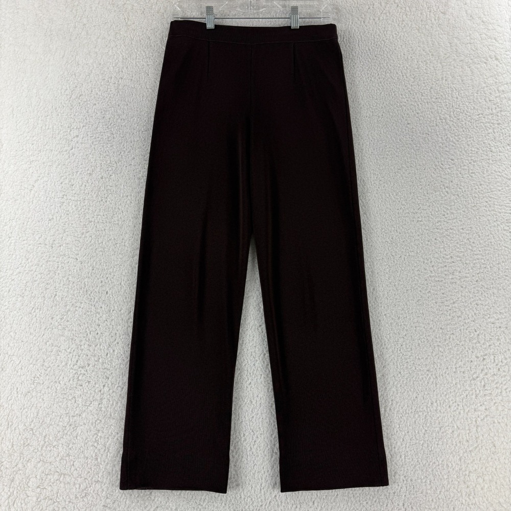 Exclusively Misook Pants Womens Size XS Solid Brown Pull On Straight Leg Acrylic